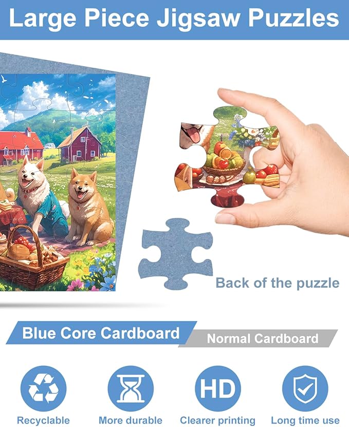 Yigney 6 Pack 36 Large Piece Jigsaw Puzzles for Seniors Alzheimer Product for Elderly Dementia Activities Memory Game for Patients in Nursing Home with Storage Box