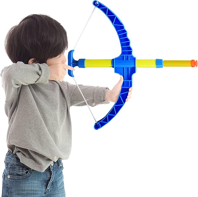 ArtCreativity Blue Super Bow & Arrow Shooter Set, Includes Air-Powered Bow, Barrel, Six Soft Foam Darts, Comes in Blister Card Packaging, Sports Toy for Kids