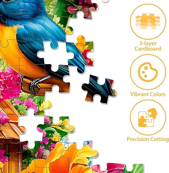 300 Piece Jigsaw Puzzle for Adults, Birds Flower Puzzles 300 Pieces for Adults Fit Together Perfectly, Challenging Puzzle for Friends Family Activity Game Nights- Finished Size 20.5×15