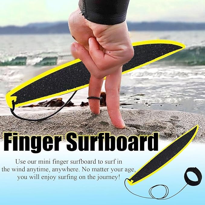 Finger Surfboard Toy for Adults,Finger Toys Finger Surf Board and Almost Anywhere,Surf in The Wind,Surfboard Fingertip Toys for Surfers,Surf Anytime Anywhere Novelty and Gag Adults Toy (Yellow)
