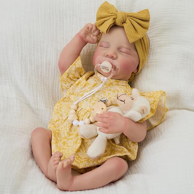 FOCKOF Realistic Reborn Baby Dolls-18 Inch Realistic Baby Doll Girls Soft Cloth Body Reborn Baby with Gift Box for Kids Age 3+