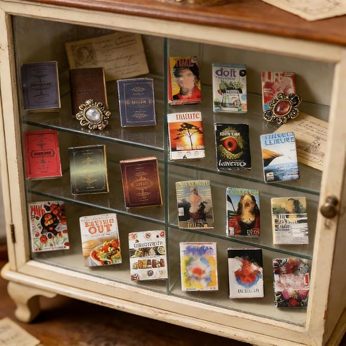 21PCS 1:12 Scale Miniature Books, Mini Books for Crafts, Tiny Book Dollhouse Books Decor, Mini Books for 1:12 Doll House Library Study Room Decoration Accessories (MiniBooks)