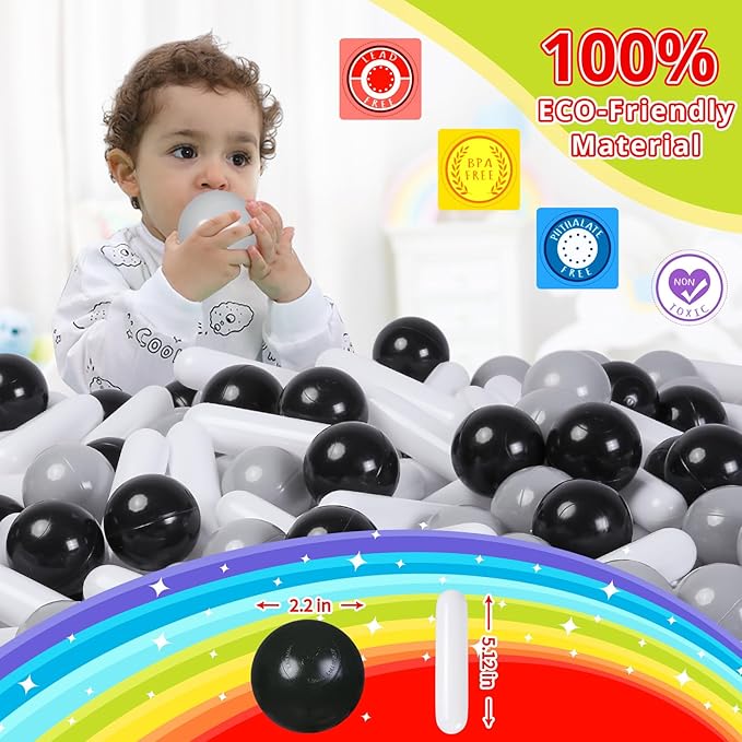 STARBOLO Ball Pit Balls for Kids -Pack of 150 200 500 Colorful Ball Pit Balls Crush Proof Plastic Toy Balls for Toddlers Ball Pit, Ball Pit Play Tent, Baby Pool Water Toys