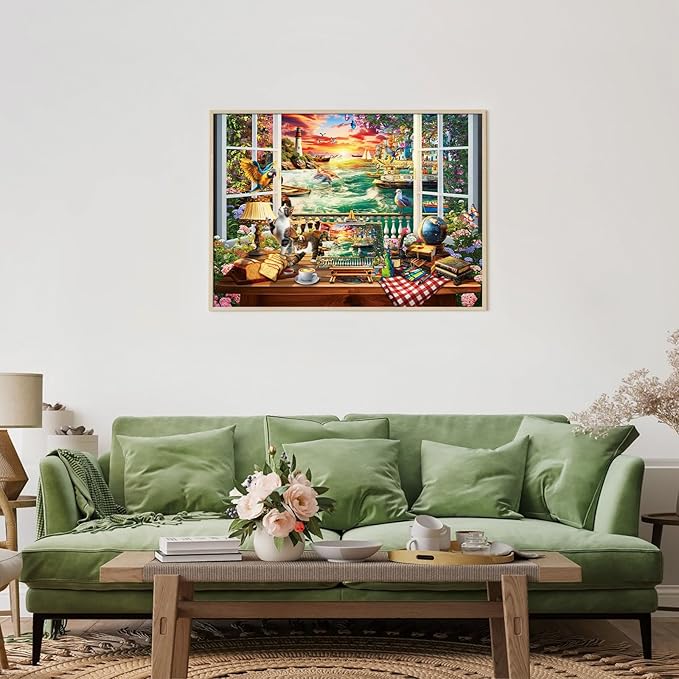 Puzzles for Adults 1000 Pieces, Jigsaw Puzzle for Adults, Fun Challenging Puzzle, Coast Window Puzzles Game, Interlock Perfectly No Dust, Gift for Valentine Friends Parents