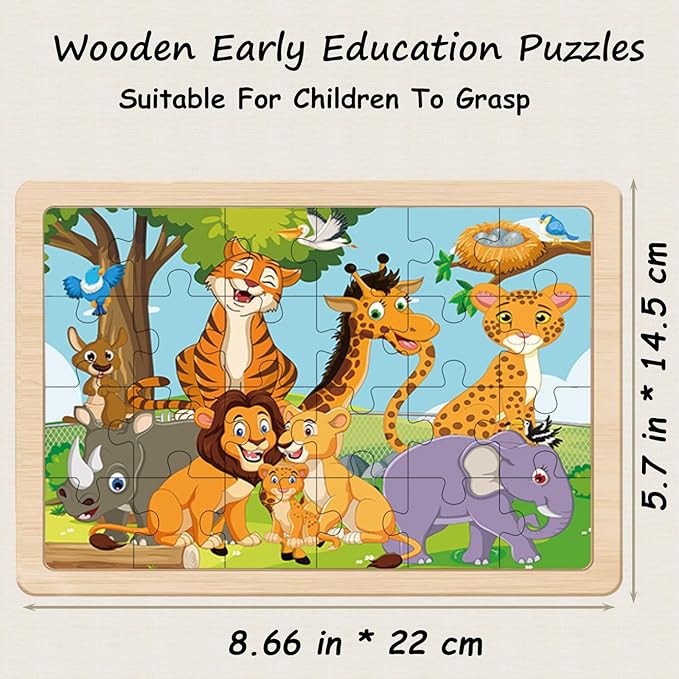 Puzzles for Kids Ages 4-6, 4 Packs 24 Piece Wooden Jigsaw Puzzles for Toddlers 5-8 Preschool Educational Puzzles Boards Toys Gifts for 4 5 6 7 8 Boys Girls