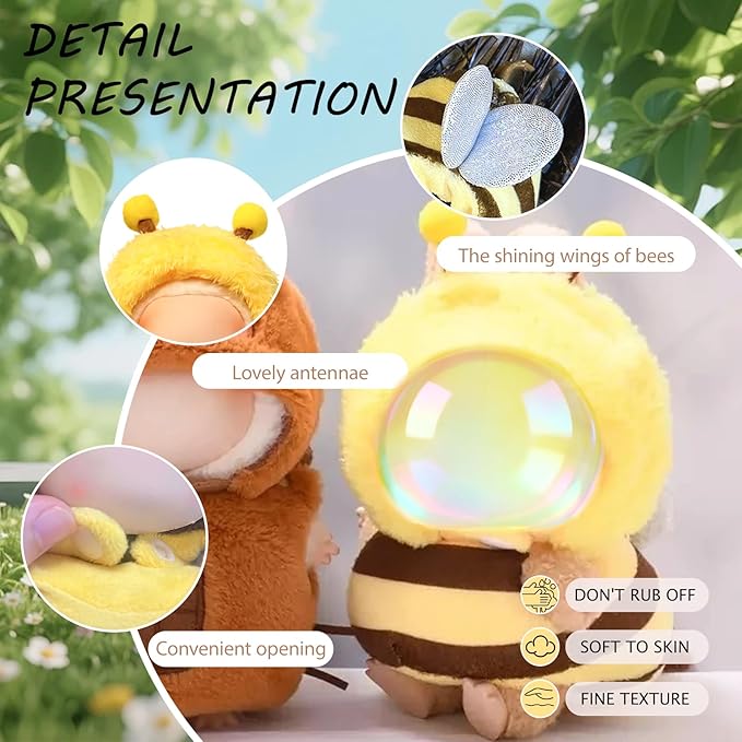 Cute Bee Costume for 6.7 Inch (17cm) Dolls,Funny Clothes Park Theme Costume Accessory,2-piece Set has a 3D Feel,Perfect for Collectors and Dress-Up