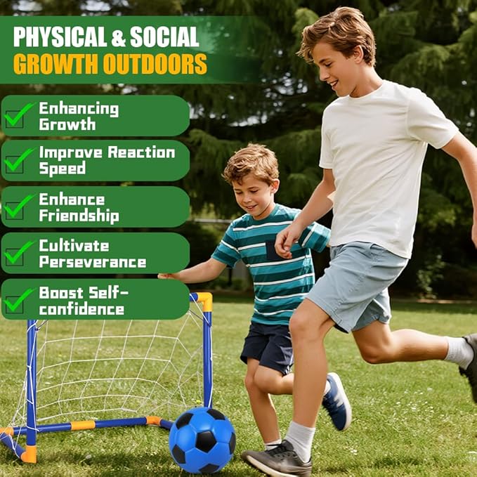 Soccer Goal Set 23" W×18" H×12" D, Portable Soccer Goal Training Equipment, Mini Soccer Net with 3 Soccer Ball for Sports Game, Soccer Set for Kids and Youth