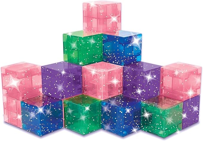 Crayola Glitter Magnetic PIP Cubes, Mini Magnetic Blocks Playset, STEM & Montessori Building & Educational Toys for Kids, Travel Toys for Boys and Girls Ages 3+, 27-Piece Set