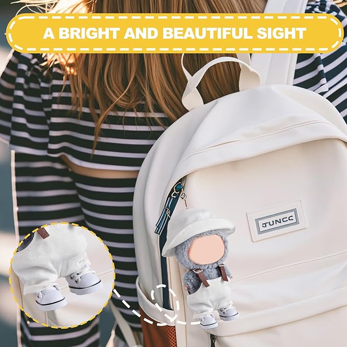 Cute Doll Shoes for Labubu, Premium Doll Shoes for 4-7in Dolls, Compatible with Labubu Doll Clothing & Outfits(White Canvas)