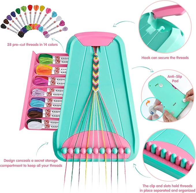 Friendship Bracelet Making Kit for Girls Ages 8-12, Kids Jewelry Making Kit with 28 Pre-Cut Threads and Letter Beads, Arts and Crafts for Kids, Birthday Easter Gifts for 6 7 8 9 10 11 12 Year Old