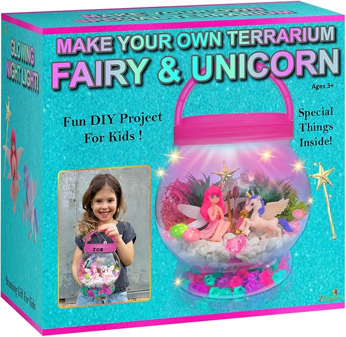 Fairy & Unicorn Nightlight Arts and Crafts for Girls Age 4 5 6 7 8 Years Old, DIY Kids Crafts Terrarium Kit, Best Birthday Presents & Easter Gifts for Girls