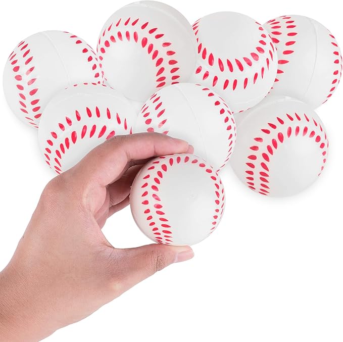 Super Z Outlet Mini Foam Sports Balls for Kids Adults Mini Baseball Football Basketball Soccer Stress Bulk Toy Game Party Decoration Relaxable (Baseball) - Pack of 12