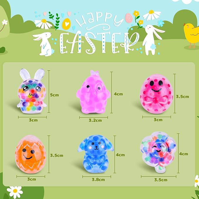LEEHUR 24Pcs Prefilled Easter Eggs with Animal Mochi Squishy Stress Relief , Colorful Easter Fidget Toys Great for Adult Easter Basket Stuffers Egg Fillers Party Favors