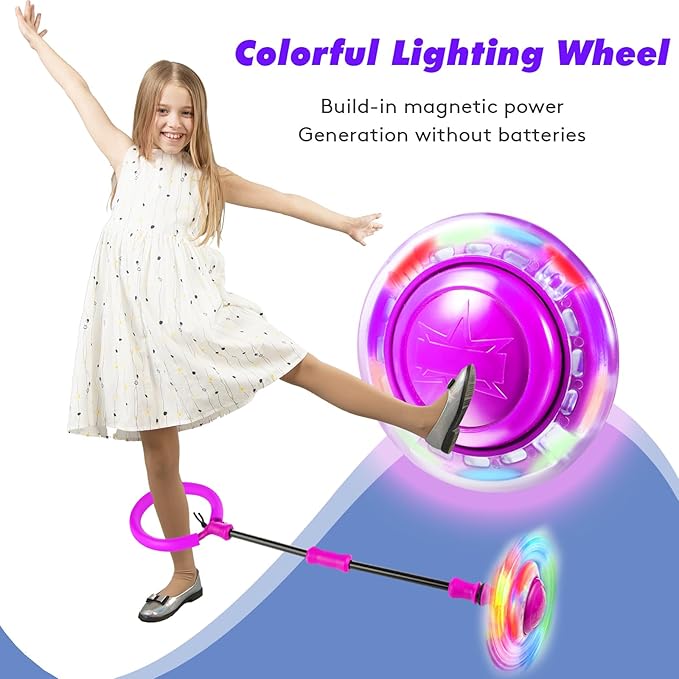 Ankle Skip Ball for Kids, Girls Toys Age 5 6 7 8 9 10 Years, Birthday Gift for Girls and Boys, Foldable Colorful Flash Wheel Skip Ball, Sports Fitness Toys for Kids & Adults