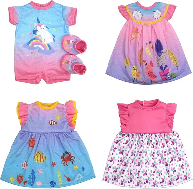 4 Pack Doll Clothes for 13-16 inch Dolls, Dress for 13-16 inches Dolls