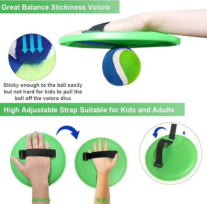Jalunth Ball Catch Set Games Toss Paddle - Beach Toys Back Yard Outdoor Pool Backyard Camping Throw Age 3 4 5 6 7 8 9 10 11 12 Years Old Boys Girls Kids Adults Family Pink Blue Gifts 2 Pack
