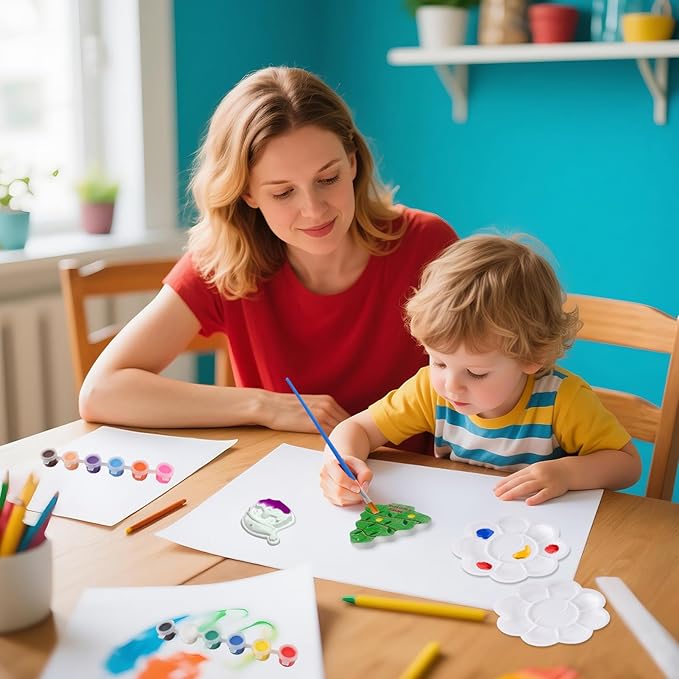 GloomGlo 24pcs Christmas Plaster Painting Kit for Kids – Non-Toxic DIY Ceramic Ornament Craft Set with Snowman/Gingerbread Man Christmas Tree Decorations(Christmas 1)