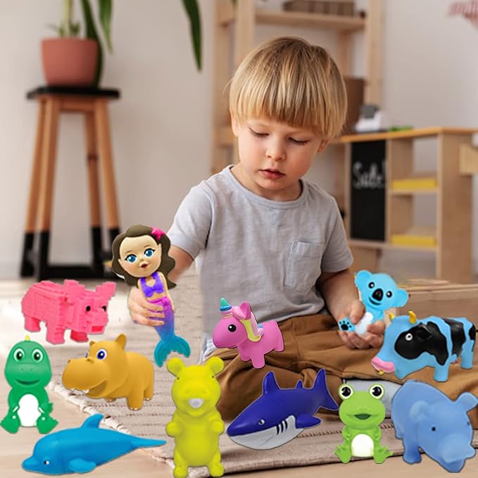 Animolds Baby Squeaky Toy Squeeze Party Favors Toys for Boys Novelty Toys & Amusements Screaming Rubber Gag Gifts Small Animal Toys Funny Dog Toys 6-8In Baby Sensory Toys 2PK(Squeeze Me Shark 2PK)