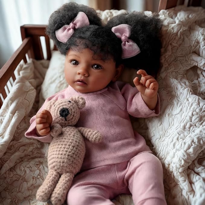 BABESIDE Lifelike Reborn Baby Dolls Black Girl- 20 Inch Soft Body Realistic-Newborn Handmade Real Life Baby Dolls with Clothes and Toy Gift for Kids Age 3+