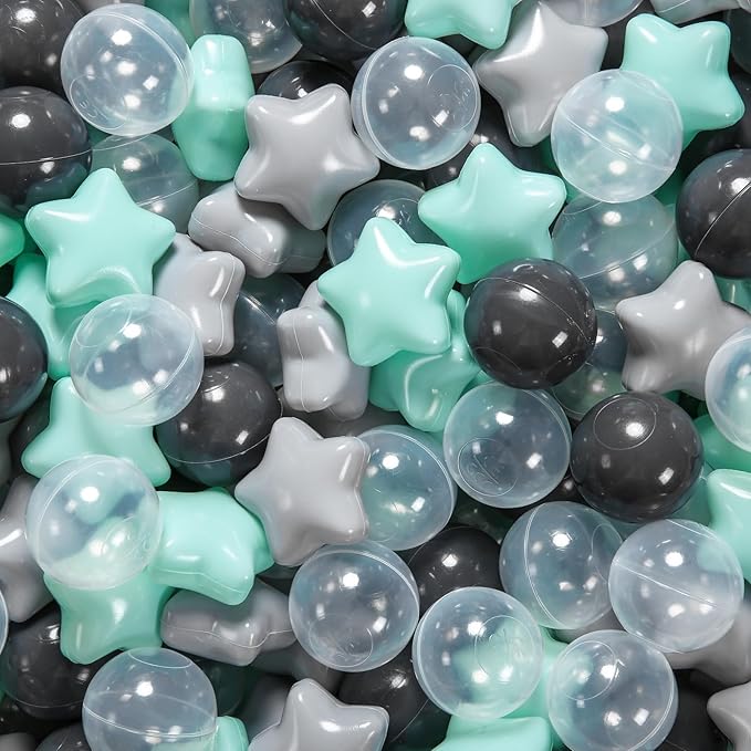 STARBOLO Star Ball Pit Balls - 100pcs Crush Proof Plastic Children's Toy Star Ball Ocean Balls for Birthday Parties Game Pool,2.2'' Balls and 2.55'' Stars