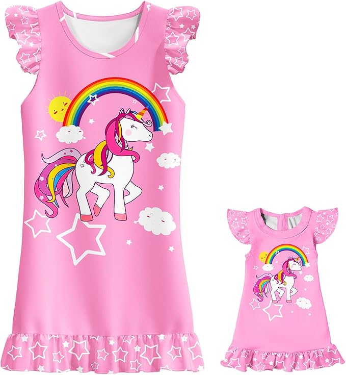 LQSZ Doll and Girl Matching Nightgown Outfit Pajamas Nightie Nightgown for Girls and Dolls Clothes