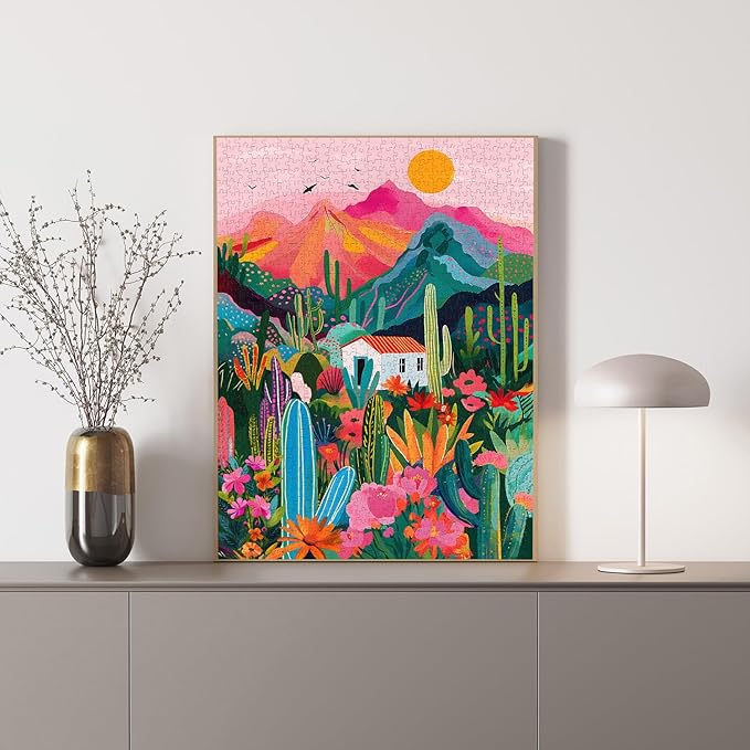 Cactus Puzzle for Adults - 1000 Piece Desert Plant & Mountain Landscape Nature Succulent Jigsaw Puzzle