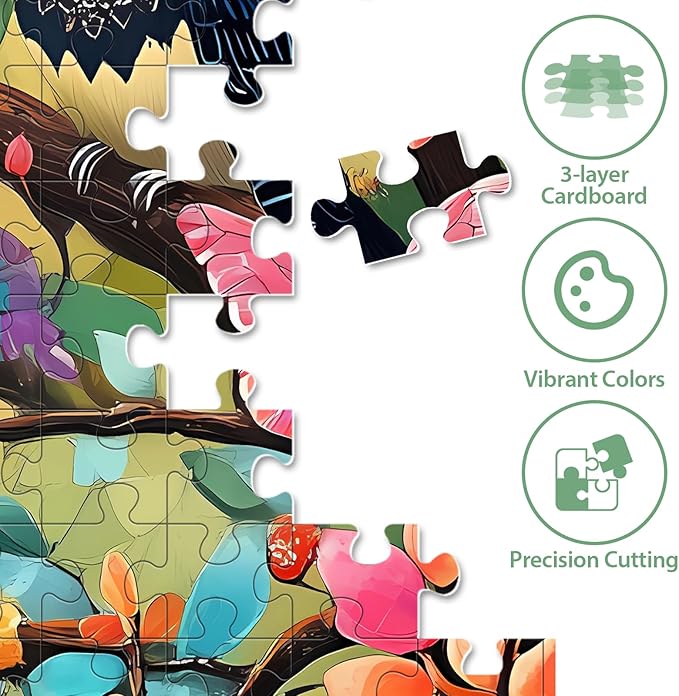 500 Piece Puzzles for Adults, Art Birds Jigsaw Puzzles for Adult 500 Pieces, Recycled Cardboar Challenge Puzzle Seniors Friends for Gift Birthday Party Games Family, 20.5"x15" Dust Free Puzzle