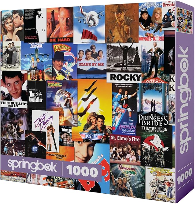 Springbok Going to The Movies 1000 Piece Jigsaw Puzzle for Adults Features a Photo Collage of Posters from Some of America's Favorite Films