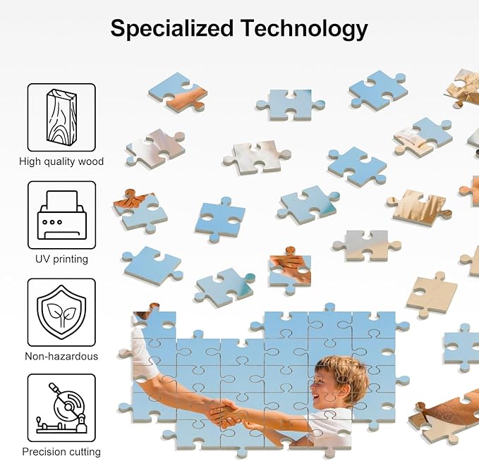 Personalized Puzzle from Photo, Custom 35/70/120/200/300 Piece Photo Jigsaw Puzzles for Adults Kids, Wooden Puzzles with Lettered Back, Perfect for Birthday, Christmas, Holidays Puzzles Custom Gifts