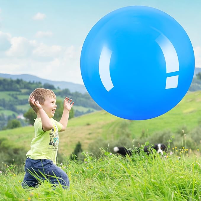 Jenaai 4 Pcs 30 Inch Big Bounce Ball Large Rubber Ball Giant Inflatable Kickball Outdoor Exercise Jumping Hopping for Outdoor Activity Game Sports Party