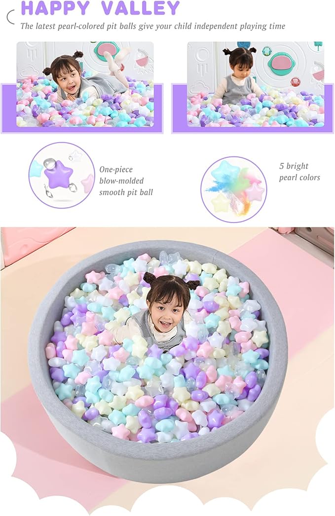 STARBOLO Ball Pit Balls for Toddlers Pack of 100 200 500 - BPA&Phthalate Free Non-Toxic Crush Proof Soft Plastic Balls for 1-5Years Old Toddlers Girl Kids Birthday Pool Playpen Tent Party