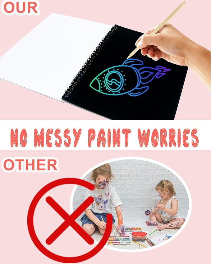 OSLINE Arts and Crafts for Kids Ages 3-5-10 Girls Boys,Rainbow Scratch Paper Art Notebooks,Art Supplies Kit for Gift, Party Favor Toys for 4-8 Year Old,Easter Birthday Gifts for Kids 6-12