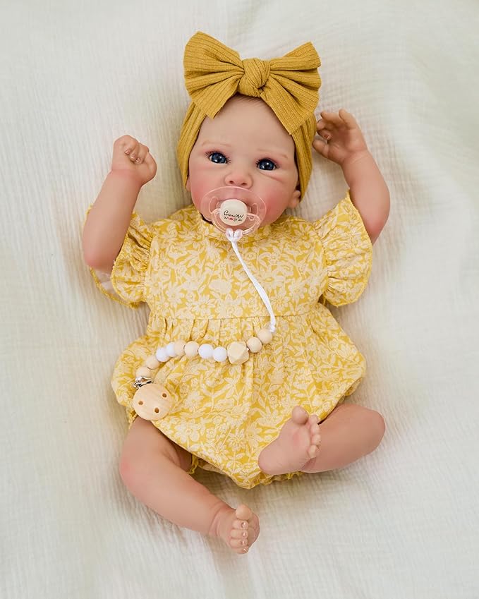 FOCKOF Realistic Reborn Baby Dolls-18 Inch Realistic Baby Doll Girls Soft Cloth Body Reborn Baby with Gift Box for Kids Age 3+