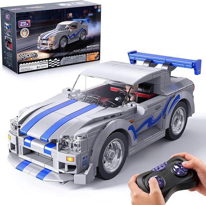 Wise Block STEM Building Toy for Boys & Girls, Ages 8+, 365 Pcs Remote Control Race Car Building Set for Display W/Realistic Steering & Engine Driver Minifigure, Birthday Gifts for Kids & Fans