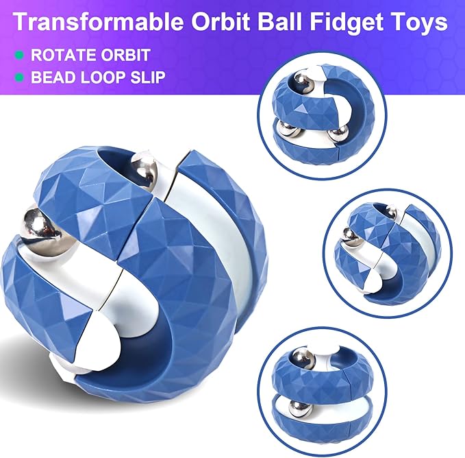 Unique Orbit Ball Fidget Toy, Novelty Beads Track Infinity Cube Stress Relief Balls Creative Sensory Toys for Autistic ADHD Kids Adults
