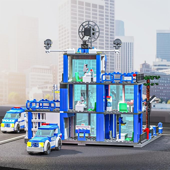 MindBox City Police Station Building Sets, 570pcs City Police Sets Toy Building Bricks Kit for Boys 8-12