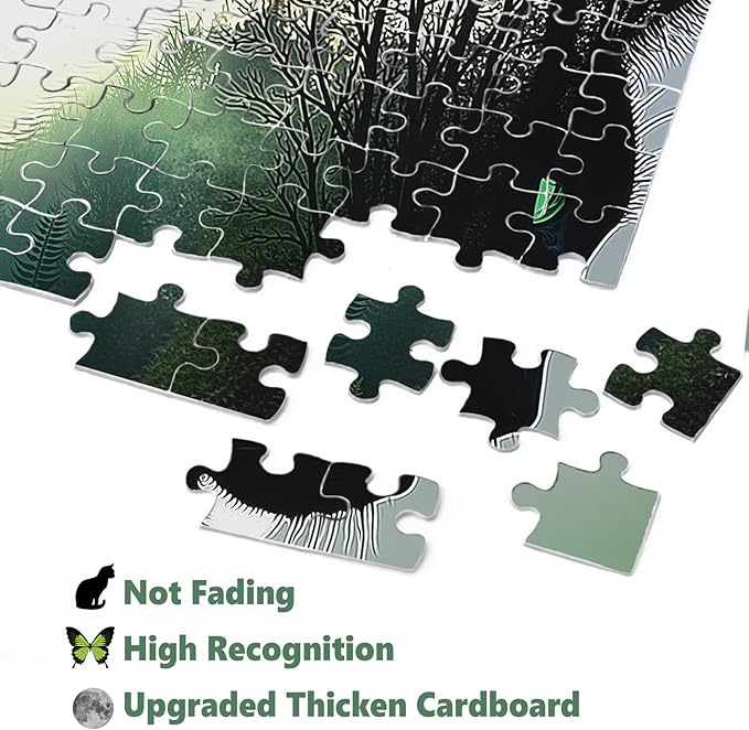 Cat Butterfly Puzzle for Adults 1000 Pieces, Challenging Animal Jigsaw Puzzle, Moon Mountain Tree Forest Kitten Puzzle