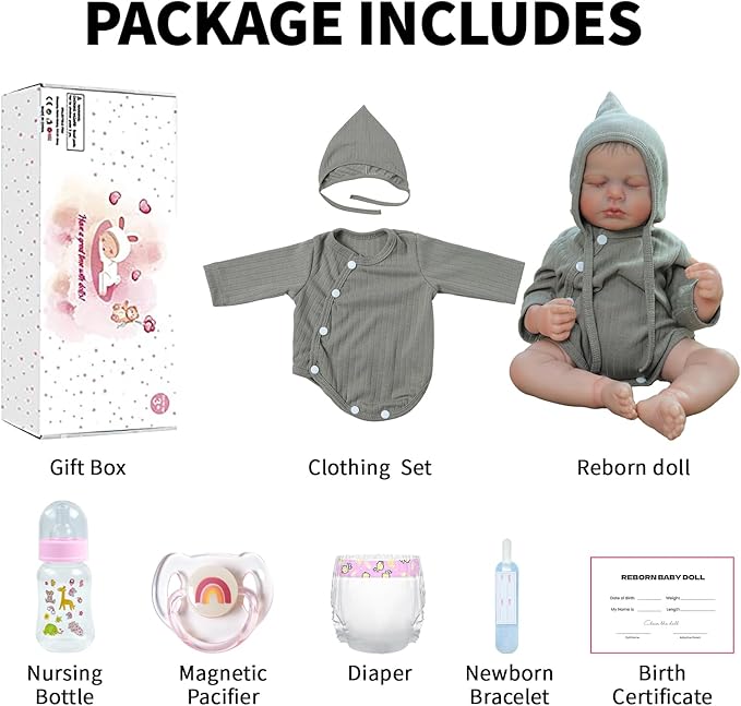 SCOM 20-Inch Realistic Reborn Baby Girl Doll, Soft Full Vinyl Body, Bathable & Poseable, Weighted Feel, Hand-Painted Details with Gift Box & Accessories, Ages 3+