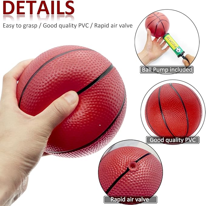 40Pcs 6" Inflatable Mini Basketball Balls Bulk Inflatable Small Basketball Set, PVC Small Basketballs for Over The Door Hoop Games Party Favors Indoor Outdoor Play Adults Kids Pool Beach
