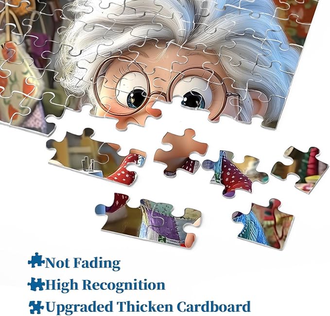 Sewing Machines 1000 Piece Puzzle for Adults, PICKFORU Sew It with Love Jigsaw Puzzle, Challenging Colorful Grandma Quilt Patchwork Theme as Home Decor