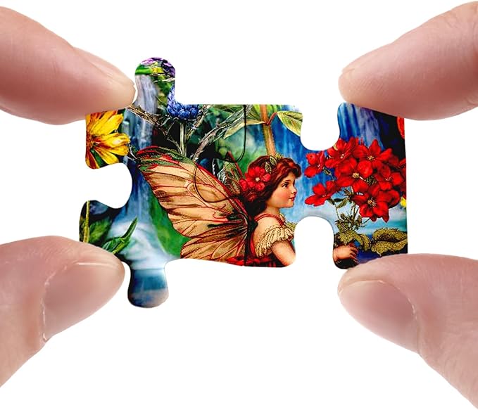 Flower Fairy Puzzle for Adults 1000 Pieces, Funny Mushroom Jigsaw Puzzle, Fantasy Colorful Butterfly Insect Puzzle