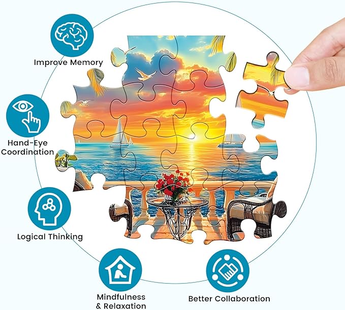 Puzzles for Adults 500 Pieces, Jigsaw Puzzles 500 Pieces Adult Puzzles Ocean Sunset Puzzle Recycled Cardboard Funny Challenging Puzzle Game Activity Nights Gift Toy 20.5x15inch