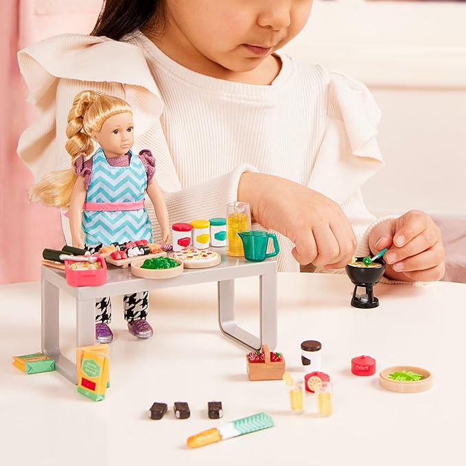 Lori – Play Food for Mini Dolls – Cooking Accessories for 6-Inch Dolls – Pizza, Sushi, Dessert – Dollhouse Set for Kids – 3 Years + – Gourmet Market
