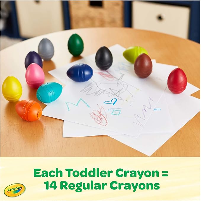 Crayola Large Egg Crayons (12ct), Essential Easter Basket Stuffers, Jumbo Washable Crayons for Toddlers, Spring Craft Supplies, Small Easter Egg Gift, Ages 1+