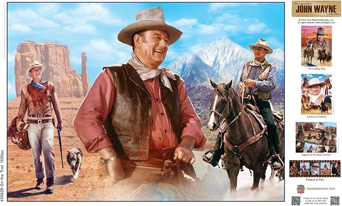 MasterPieces 1000 Piece John Wayne Jigsaw Puzzle for Adults, Family, or Youth - on the Trail - 19.25"x26.75"