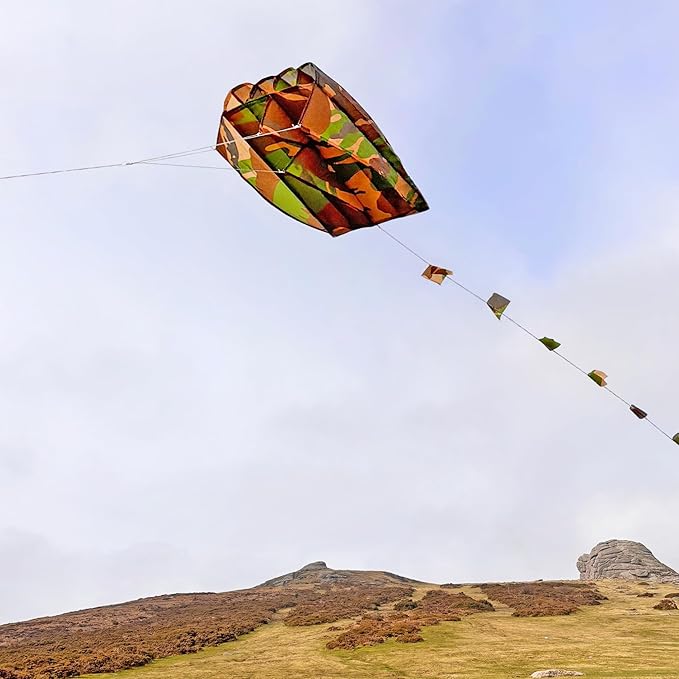 Pocket Camouflage Kite - Foldable Pocket Version with Storage Pouch & Carabiner Clip - Easy to Fly Nylon Kite for Kids & Adults Outdoor Beach & Park Toy