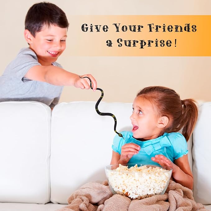 12 Pcs Colorful Realistic Snakes Rubber Mini Plastic Snakes Prank Snake for Party, Tricking People, Garden Props Decorations, 11in