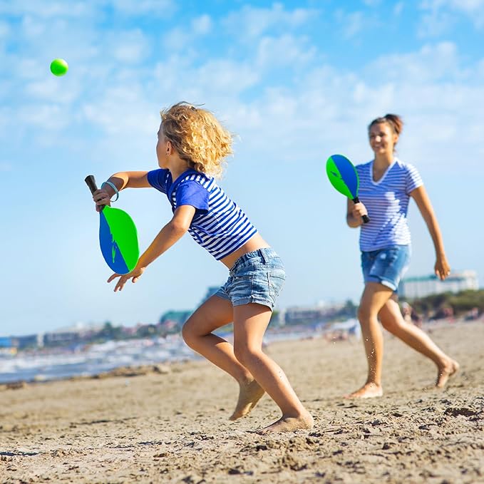 U&C Planet Beach Paddle Ball Set, Badminton Rackets, Family Game for Kids and Adults, Indoor Outdoor Game Backyard Park Camping Yard for Boys, Girls All Ages