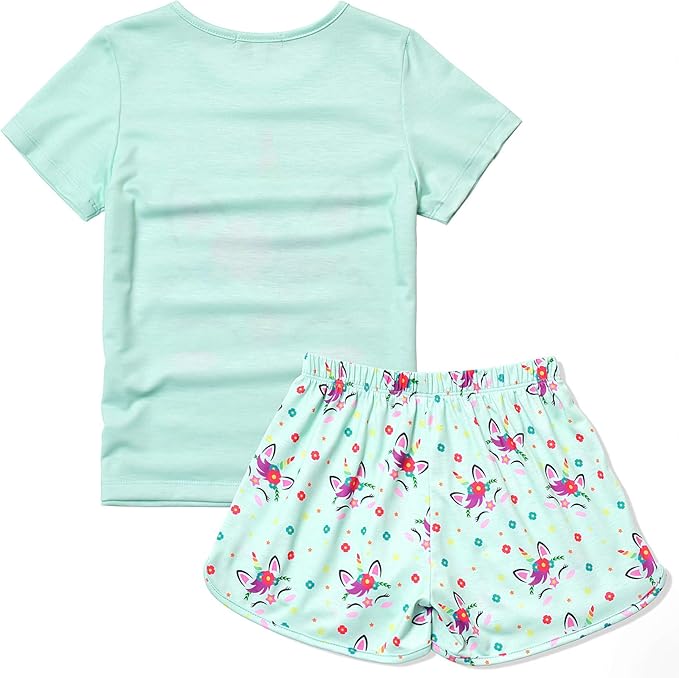 QPANCY Matching Girls & Dolls Pajamas Unicorn Pj Sets Summer Cotton Sleepwear