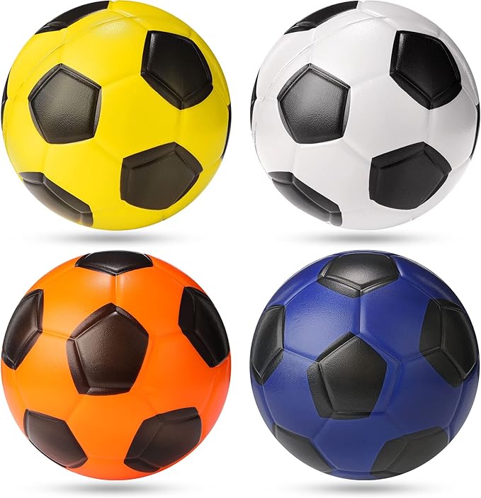 Jerify 4 Pcs 6.5 Inch Kids Foam Soccer Ball Mini Soft Foam Youth Soccer Ball for Kids Teens Adults Indoor Practice and Backyard Play Beach Swimming Pool Sport Sensory Stress Mini Gift